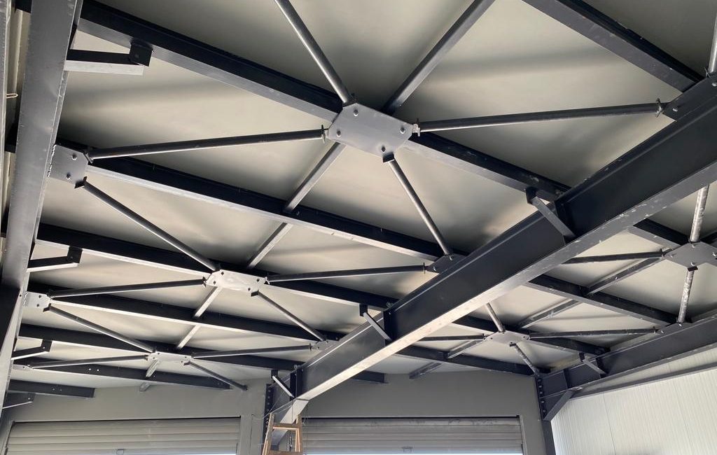 Steel frame with dry wall above