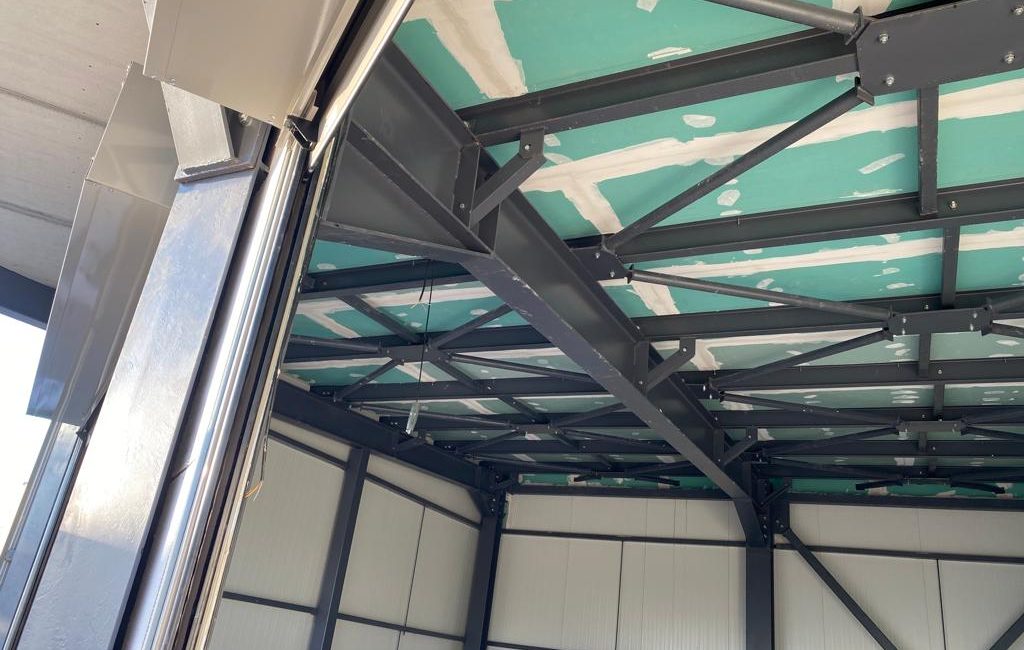 Steel works ceiling with dry wall
